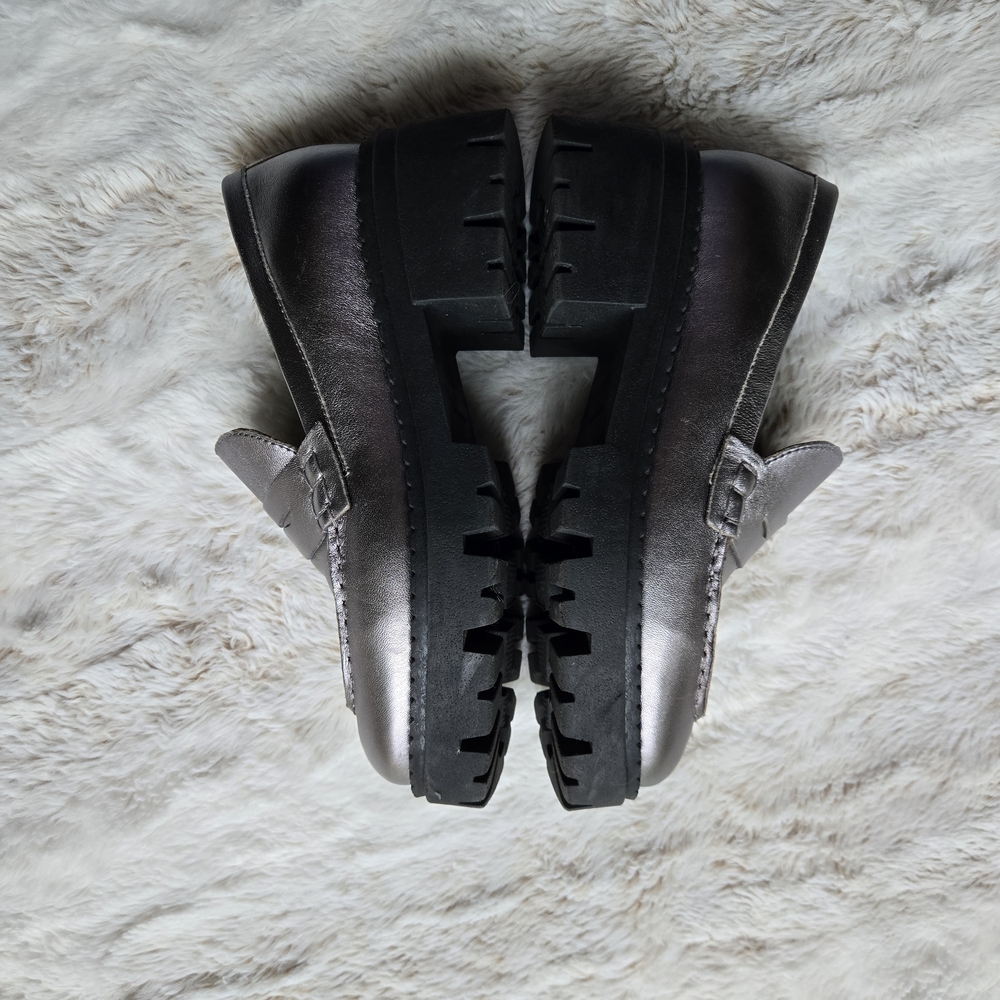 Free People Lyra Lug Sole Loafers Sz 37 Pewter